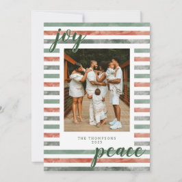 Waterverf Stripes Moderne kerstfotokaart Kaart