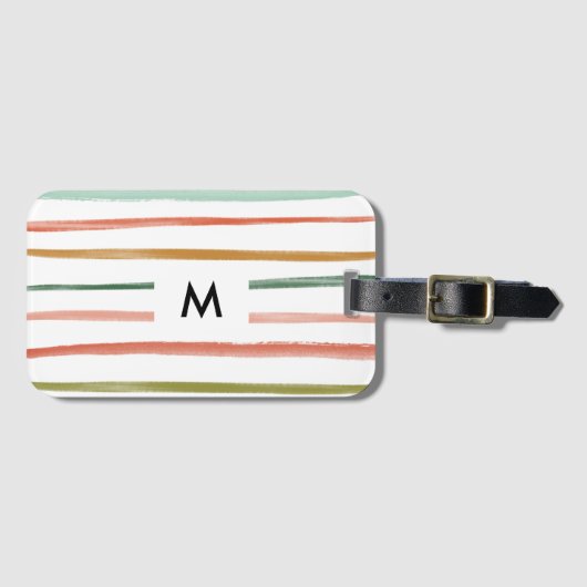 Waterverf Stripes Monogram Bagagelabel (Voorkant (horizontaal))