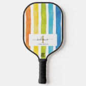 Waterverf Stripes Monogram Script Naam Pickleball Paddle (Achterkant)