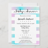 Waterverf Stripes Neutraal Baby shower Uitnodiging (Voorkant)