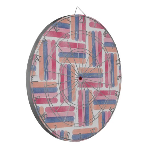Waterverf Stripes-penseelomlijningspatroon Dartbord (Voorkant Links)