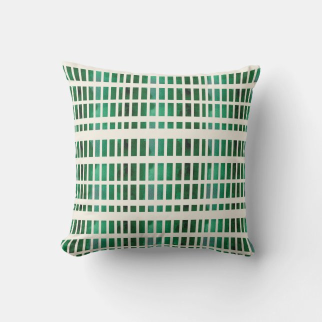 Waterverf Stripes Pillow in groen Kussen (Voorkant)