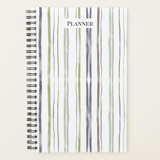 Waterverf Stripes Planner - Blauw (Voorkant)