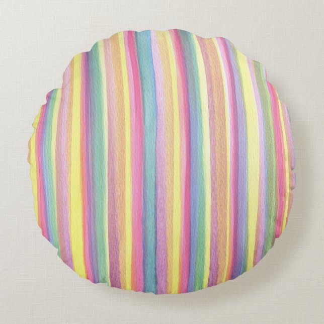 Waterverf Stripes Rond Kussen (Voorkant)