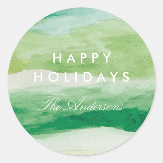 Waterverf Stripes Ronde Sticker (Voorkant)