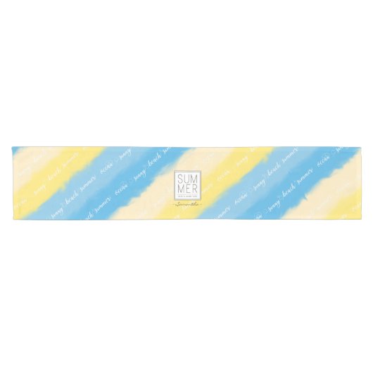 Waterverf Stripes Summer Calligraphy Korte Tafelloper (Horizontaal)