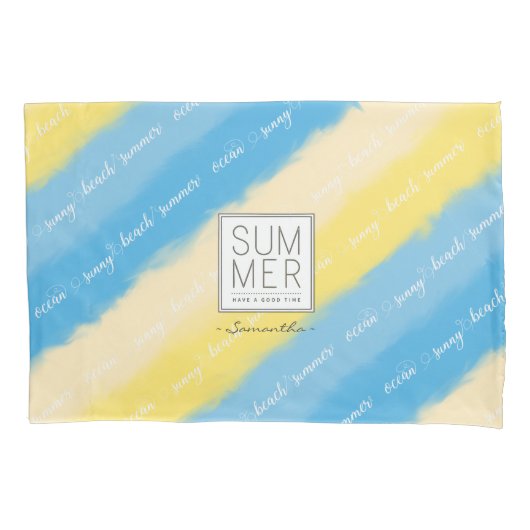 Waterverf Stripes Summer Calligraphy Kussensloop (Voorkant)