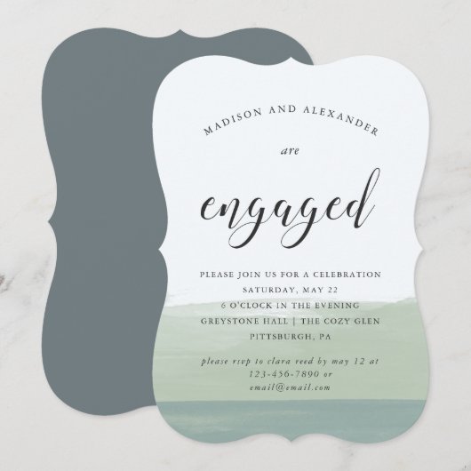 Waterverf Stripes Wedding Engagement Party Kaart (Voorkant / Achterkant)