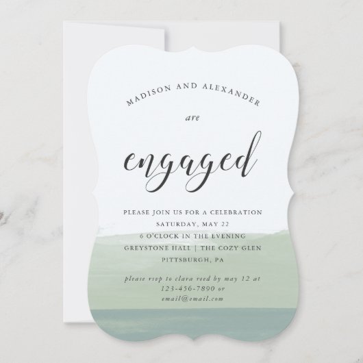 Waterverf Stripes Wedding Engagement Party Kaart (Voorkant)