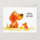 Waterverf striphond en muis met kaas feestdagenkaart (Voorkant)