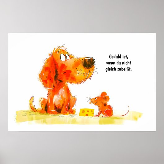 Waterverf striphond en muis met kaas poster (Voorkant)