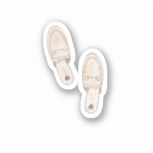 waterverf stro Gucci schoenslippers Sticker (Voorkant)