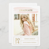 Waterverf Stroke | Oproep van de GraduPartij Kaart (Voorkant / Achterkant)