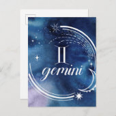 Waterverf strologie - Gemini Briefkaart (Voorkant / Achterkant)