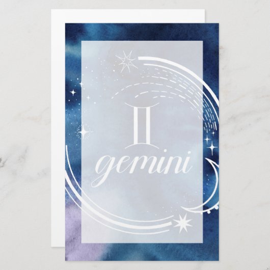 Waterverf strologie - Gemini Briefpapier (Voorkant / Achterkant)