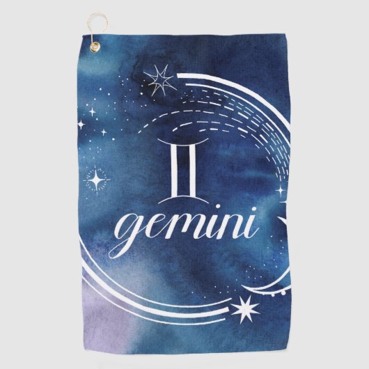 Waterverf strologie - Gemini Golfhanddoek (Voorkant)
