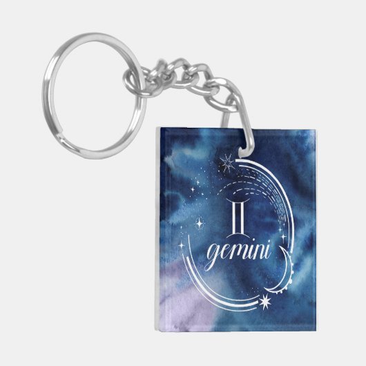 Waterverf strologie - Gemini Sleutelhanger (Voorkant Links)