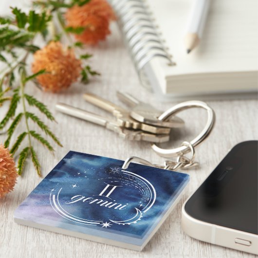 Waterverf strologie - Gemini Sleutelhanger (Voorkant Rechts)