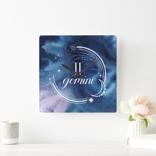 Waterverf strologie - Gemini Vierkante Klok (Huis)