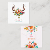 WATERVERF STROMEN, BOHO SKULL+ARROW VIERKANTE VISITEKAARTJE (Voorkant / Achterkant)