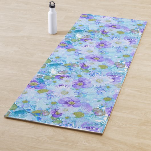 Waterverf Struik Wildflower Romantic Blue Yogamat (In situ)