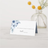 Waterverf Stusty Blue Bohemian Floral Wedding Plaatskaartje (Voorkant)