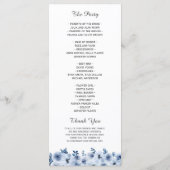 Waterverf Stusty Blue Bohemian Floral Wedding Programmakaart (Achterkant)