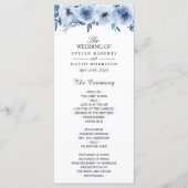 Waterverf Stusty Blue Bohemian Floral Wedding Programmakaart (Voorkant)