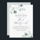 Waterverf Stusty Blue Eucalyptus Bar Mitzvah Kaart<br><div class="desc">Greenery bar mitzvah-uitnodiging met waterverf dusty blue eucalyptusbladeren met een wit schrift. Personaliseer u door uw eigen gegevens toe te voegen. Deze eucalyptusuitnodiging is ideaal voor elk thema en elk seizoen van de bar mitzvah.</div>