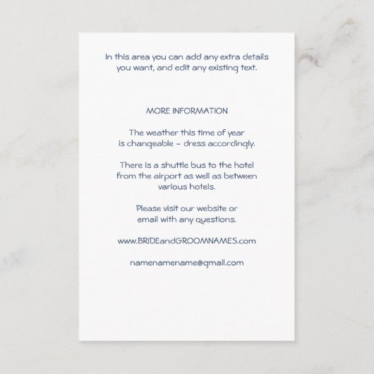 Waterverf Stusty Blue Floral — Accomodations Informatiekaartje (Achterkant)