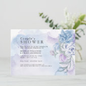 Waterverf - Stusty Blue Floral Shower Kaart (Staand voorkant)