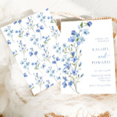 Waterverf Stusty Blue Floral Wedding Kaart