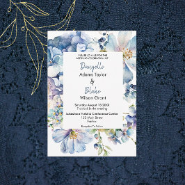 Waterverf Stusty Blue Floral Wedding Kaart
