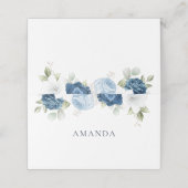 Waterverf Stusty Blue Floral Wedding Plaatskaartje (Buitenkant ongevouwen)