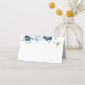 Waterverf Stusty Blue Floral Wedding Plaatskaartje (Achterkant)