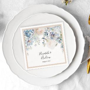 Waterverf Stusty Blue Floral Wedding Servet