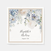 Waterverf Stusty Blue Floral Wedding Servet (Voorkant)