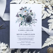 Waterverf Stusty Blue Navy Floral Wedding