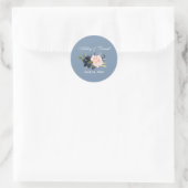 Waterverf Stusty Blue Pink Floral Wedding Ronde Sticker (Tas)