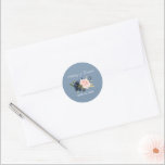 Waterverf Stusty Blue Pink Floral Wedding Ronde Sticker<br><div class="desc">Waterverf Stusty Blue Pink Floral Wedding Stickers</div>
