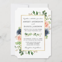 Waterverf Stusty Blue Roses Greenery Wedding