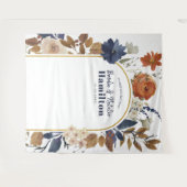 Waterverf Stusty Blue Terracotta Floral Wedding Wandkleed (Voorkant (horizontaal))