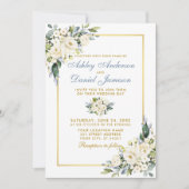 Waterverf Stusty Blue White Floral Foto Kaart (Voorkant)