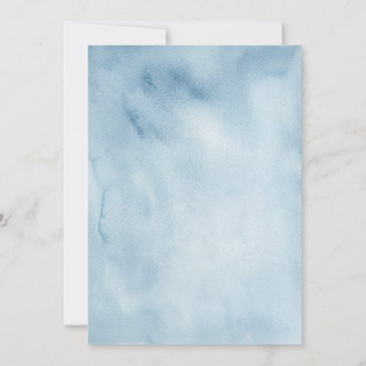 Waterverf Stusty Blue & White Floral Wedding Kaart (Achterkant)