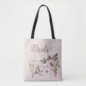 Waterverf Stusty Roos Floral Bride Tote Bag (Voorkant)
