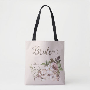  Waterverf Stusty Roos Floral Bride Tote Bag