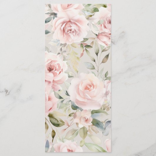 Waterverf Stusty Roos Roze bruiloft Menu (Achterkant)