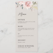 Waterverf Stusty Roos Roze bruiloft Menu (Voorkant)
