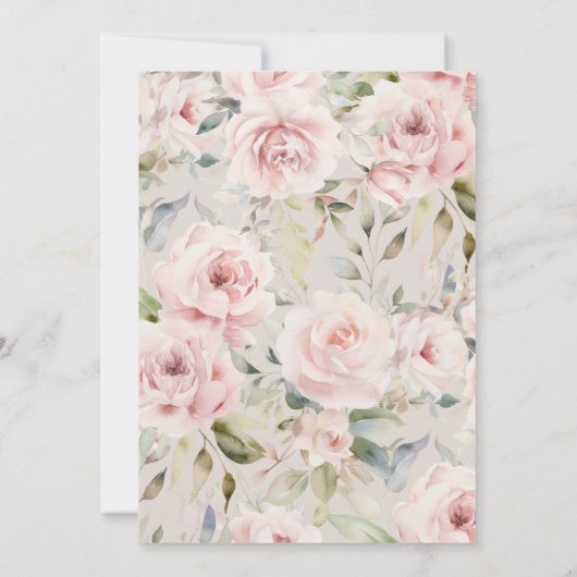 Waterverf Stusty Roos Roze bruiloft Save The Date (Achterkant)