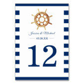Waterverf stuurwiel Nautical Navy Stripes Kaart (Achterkant)